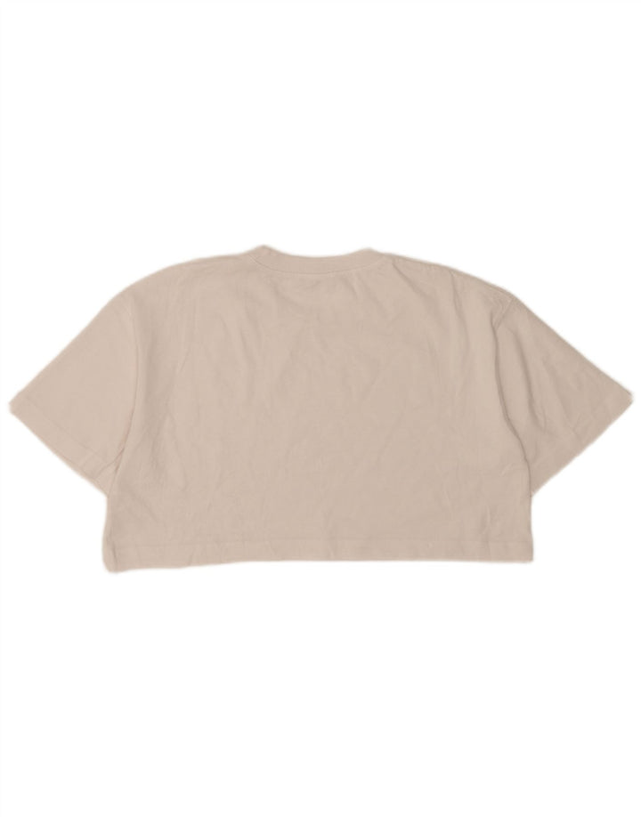 Zara Damen Crop Oversize T-Shirt Top UK 10 Small Weiße Baumwolle