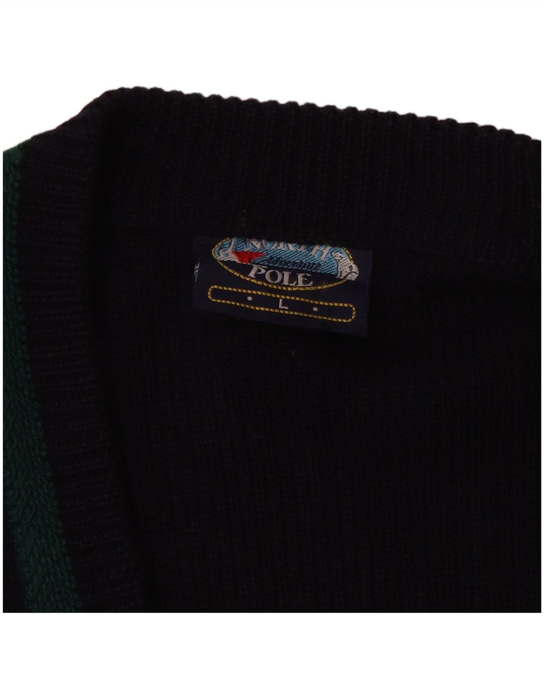 NORTH POLE Mens Cardigan Sweater Large Navy Blue