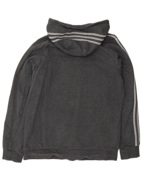 Adidas Herren-Kapuzenpullover mit Reißverschluss, mittelgraue Baumwolle