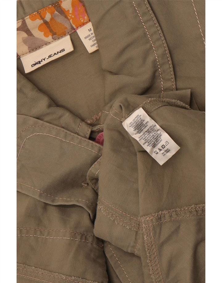 DKNY Damen-Militärjacke mit 3/4-Ärmeln, UK 14, mittlere Khaki-Baumwolle