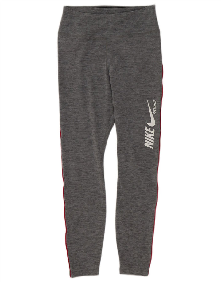 Nike Damen Dri Fit Graphic Leggings UK 10 Small Grau Polyester