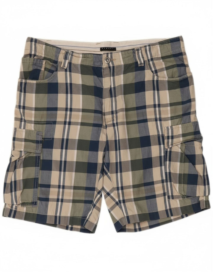 Sisley Herren-Cargoshorts IT 50 Large W36 Mehrfarbig karierte Baumwolle