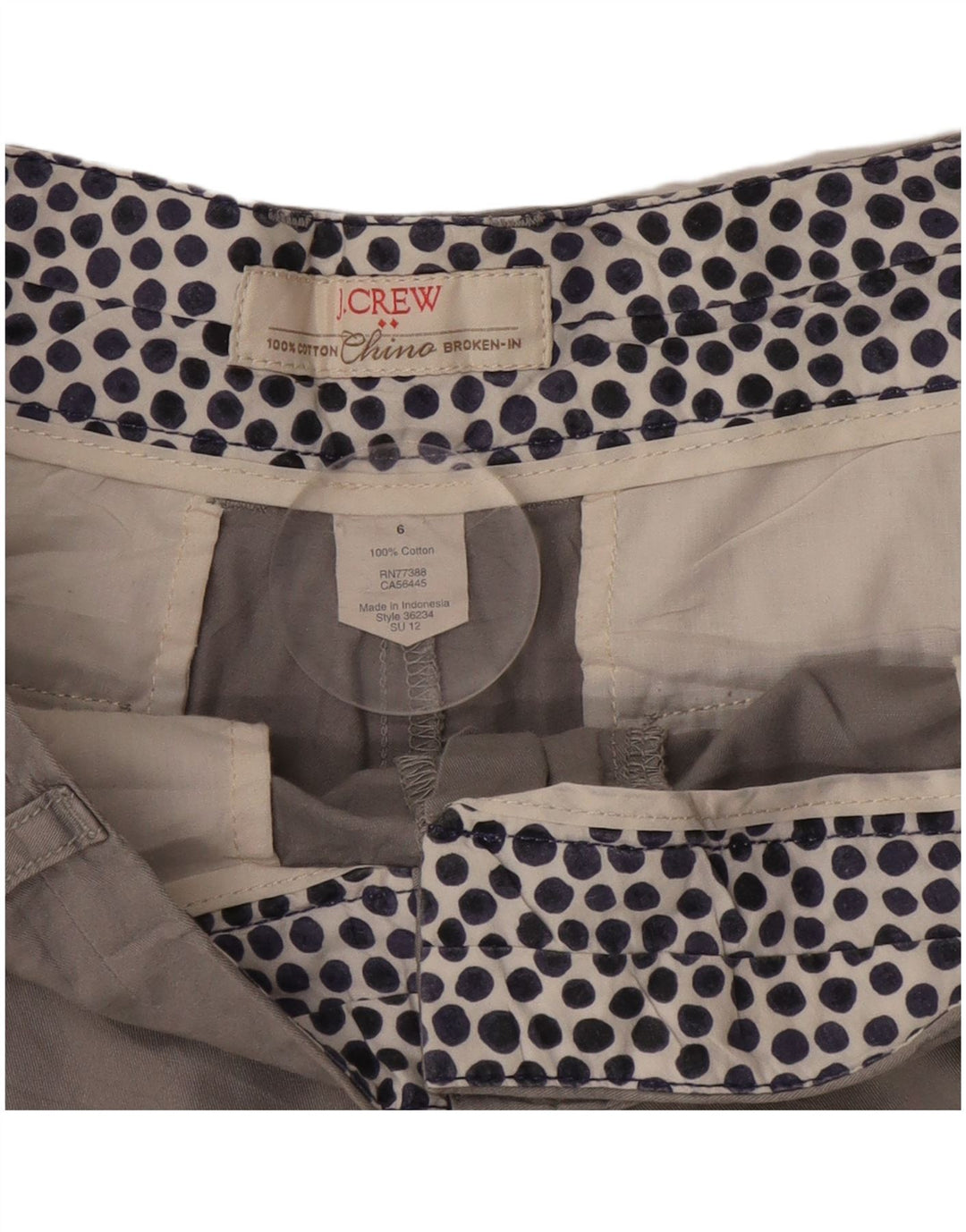 Crew Damen Chinoshorts US 6 Medium W25 Graue Baumwolle