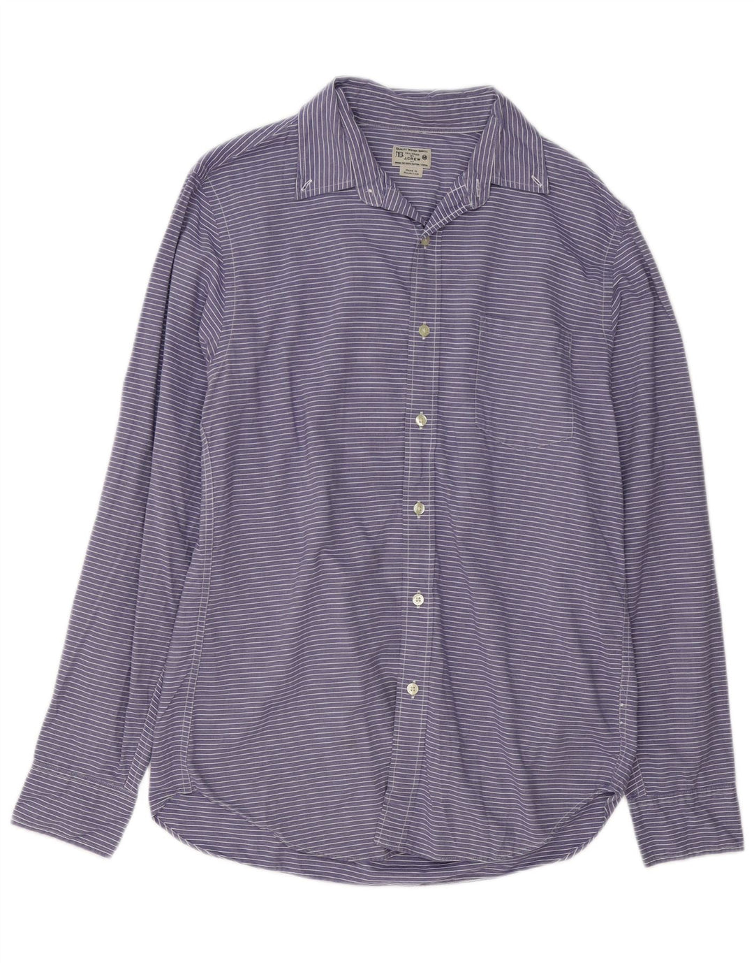 J. CREW Herrenhemd aus mittelvioletter Nadelstreifen-Baumwolle