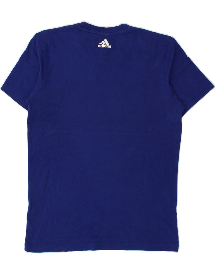 ADIDAS Mens Graphic T-Shirt Top Small Blue Cotton Vintage Adidas and Second-Hand Adidas from Messina Hembry 