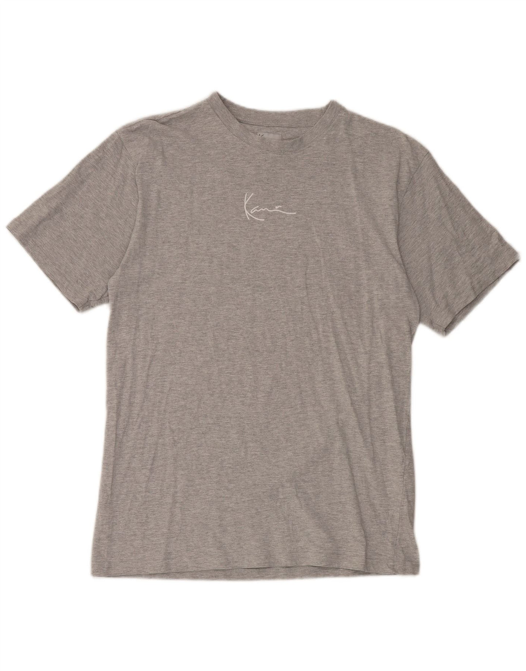 Karl Kani Herren-T-Shirt-Oberteil aus mittelgrau gesprenkelter Baumwolle