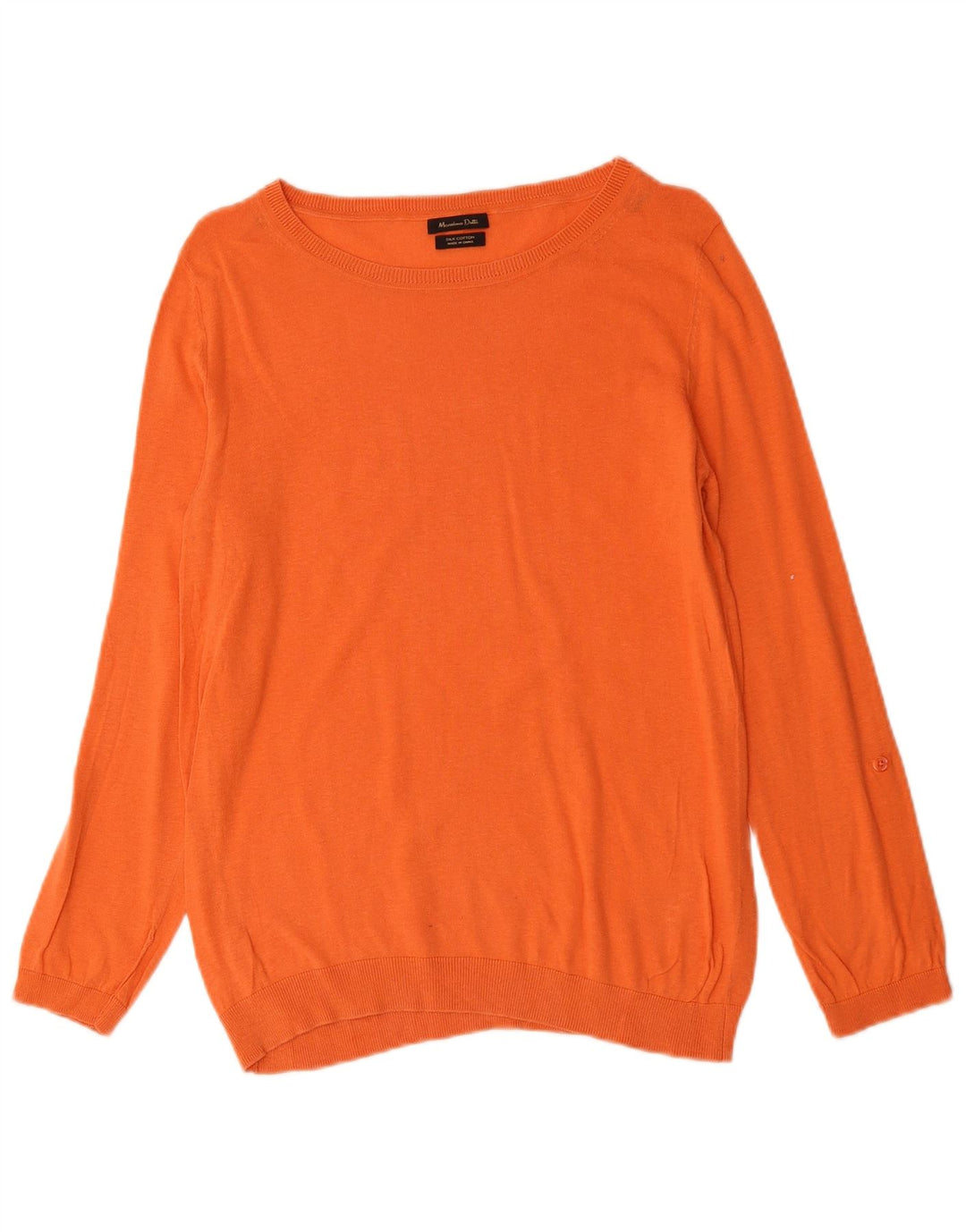 MASSIMO DUTTI Damen-Pullover mit U-Boot-Ausschnitt, UK 14, mittelorangefarbene Seide