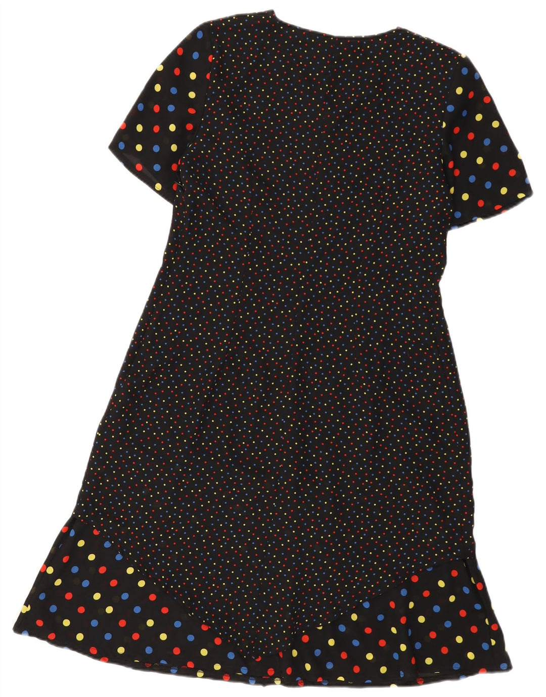 Vintage Damen A-Linie Kleid IT 48 XL Schwarz geflecktes Polyester
