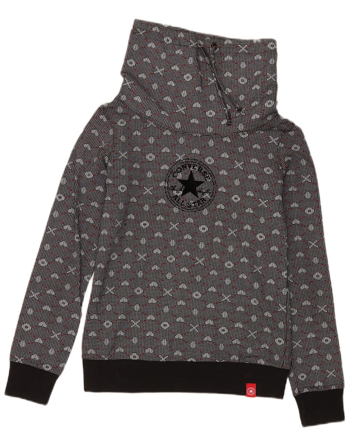 Converse Damen Grafik-Sweatshirt-Pullover UK 12 Mittelgrau Geometrisch