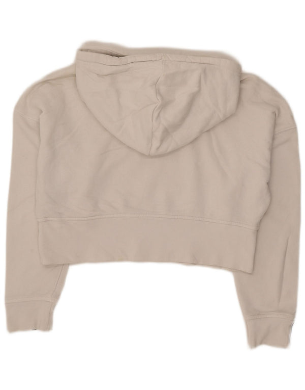 Adidas Damen Crop Graphic Übergroßer Kapuzenpullover UK 4 XS Weiße Baumwolle
