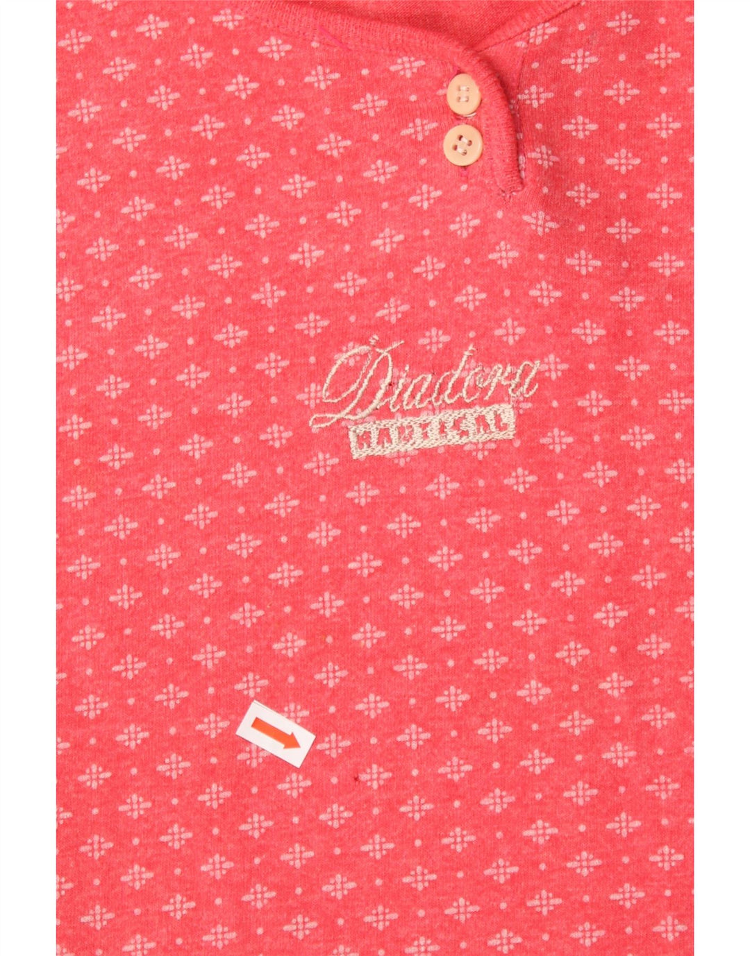 DIADORA Damen T-Shirt Top UK 14 Mittelrosa geometrische Baumwolle