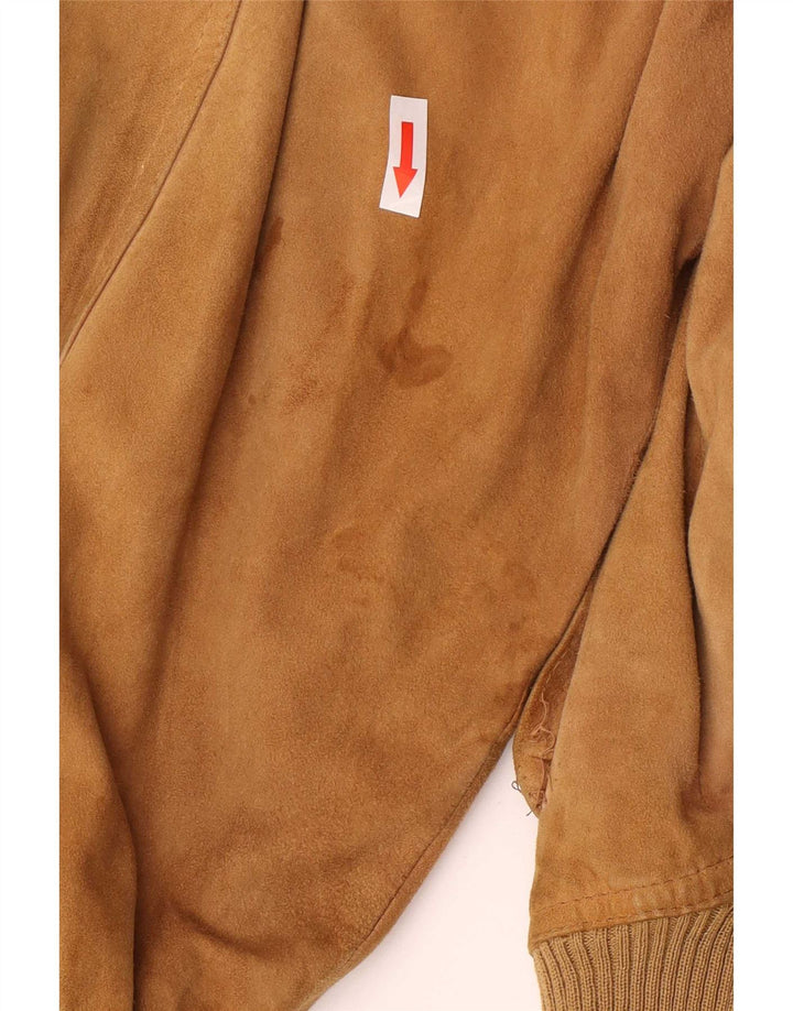 Vintage Herren Wildleder Bomberjacke IT 54 2XL Braun Retro