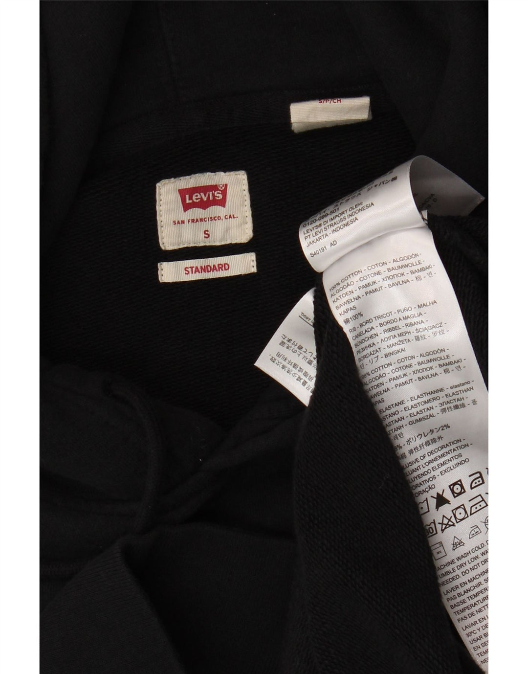 LEVI'S Herren Standard Graphic Hoodie Pullover Small Schwarz Baumwolle