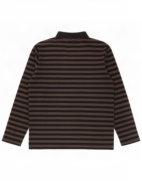 Zara Herren Langarm-Rugby-Poloshirt XL, schwarz gestreift, Baumwolle