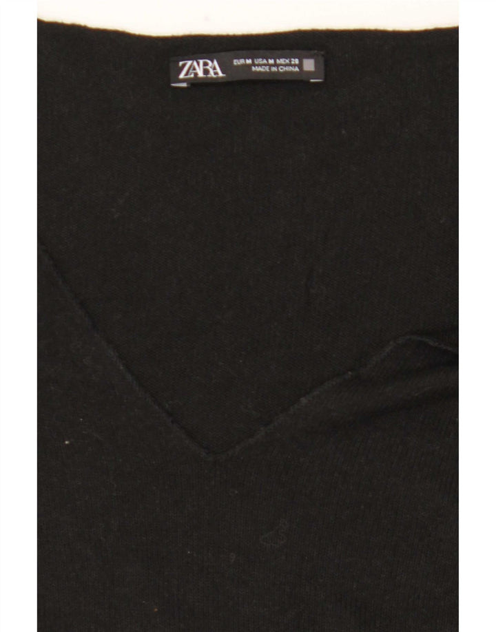 Zara Damen Top Langarm UK 14 Medium Schwarz