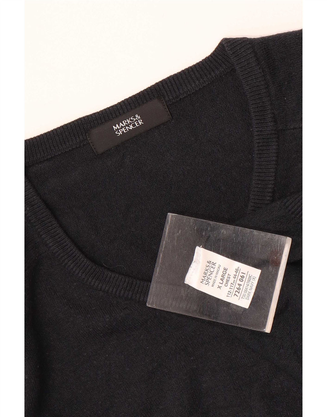 Marks & Spencer Herren-Pullover mit V-Ausschnitt, XL, Marineblau, Acryl
