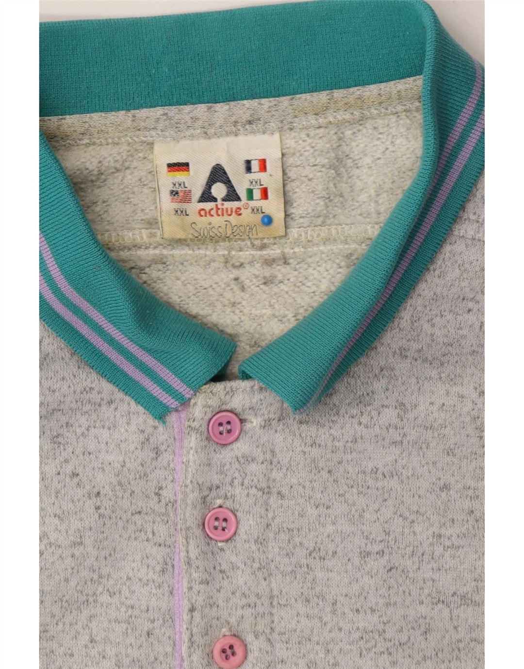 ACTIVE Mens Polo Neck Jumper Sweater 2XL Grey Vintage Active and Second-Hand Active from Messina Hembry 