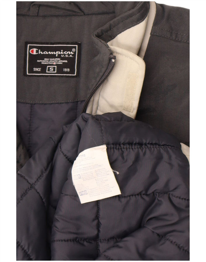 Champion Wattierte Herrenweste UK 36 Small Graues Colourblock-Polyamid