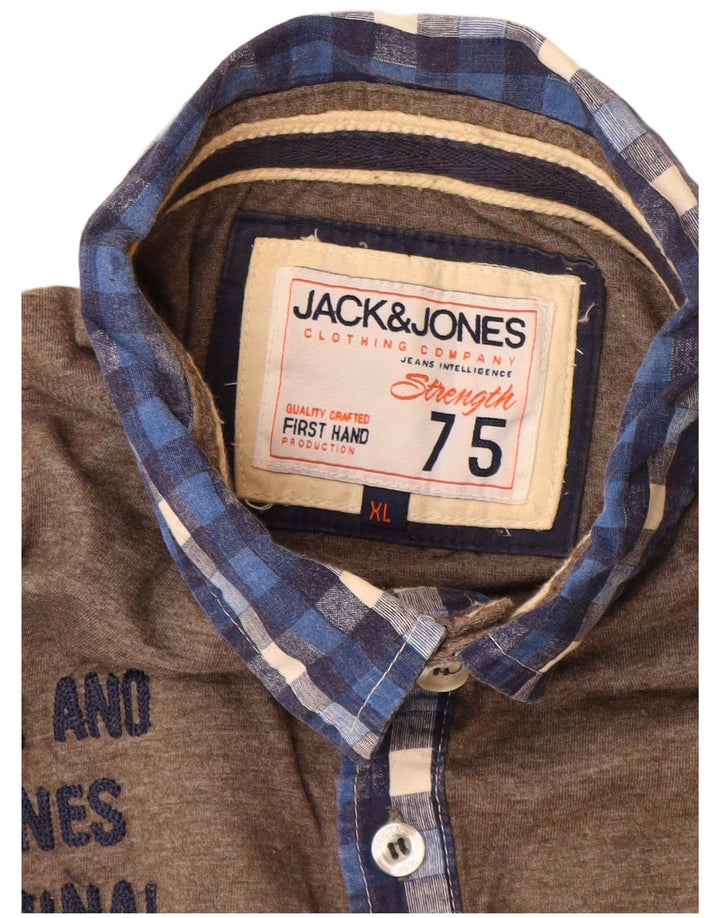 Jack & Jones Herren-Poloshirt mit Grafik, XL, braun, Polyester
