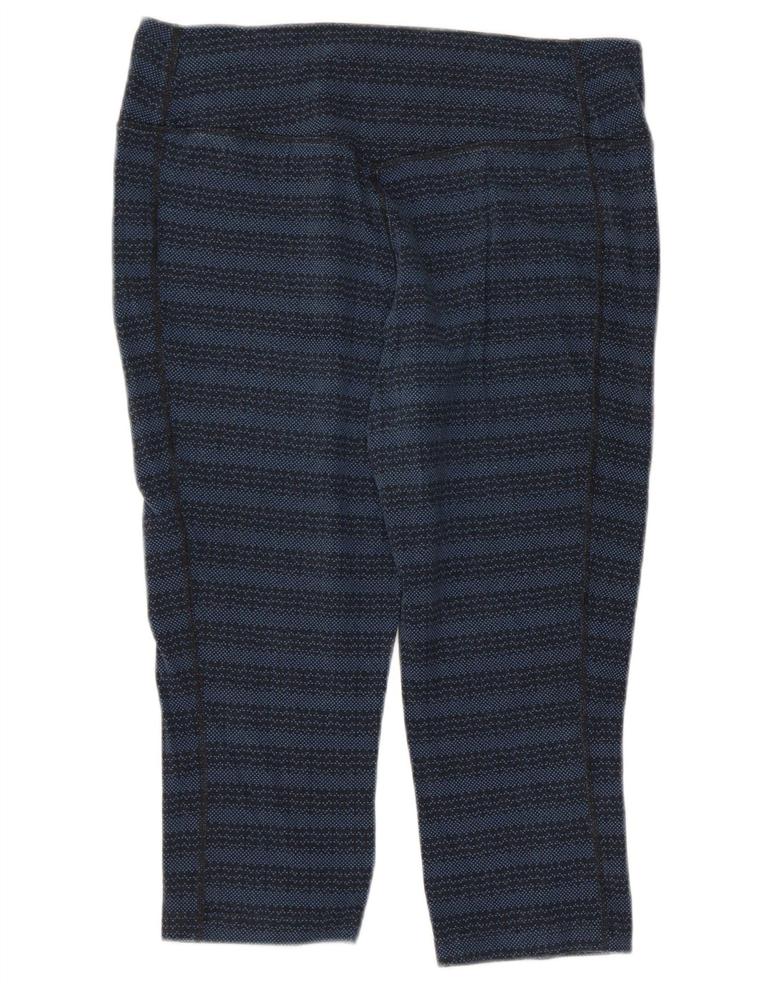 NIKE Womens Dri Fit Capri Leggings UK 14 Große marineblau gestreifte Baumwolle