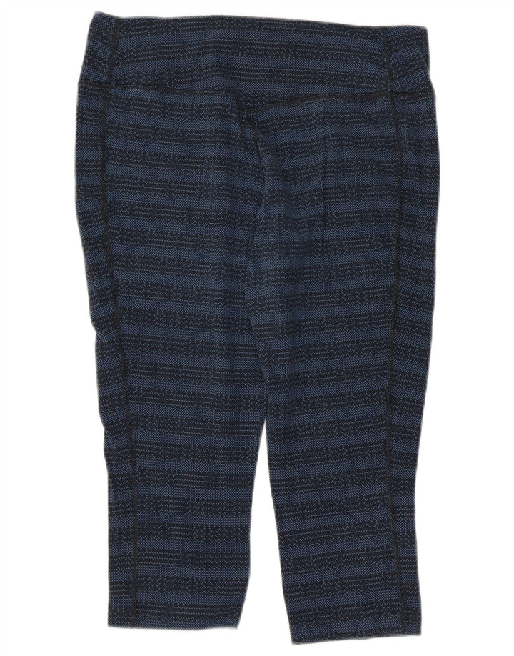 NIKE Womens Dri Fit Capri Leggings UK 14 Große marineblau gestreifte Baumwolle