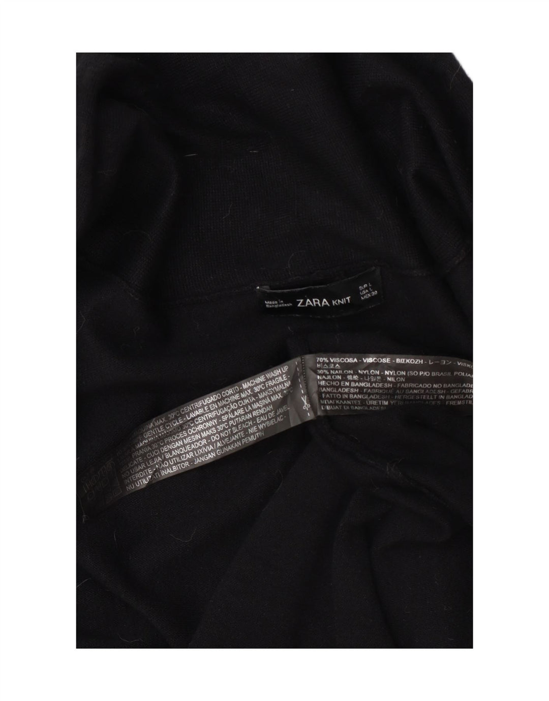 Offener Strickjackenpullover für Damen von Zara, UK 14, Größe L, schwarze Viskose