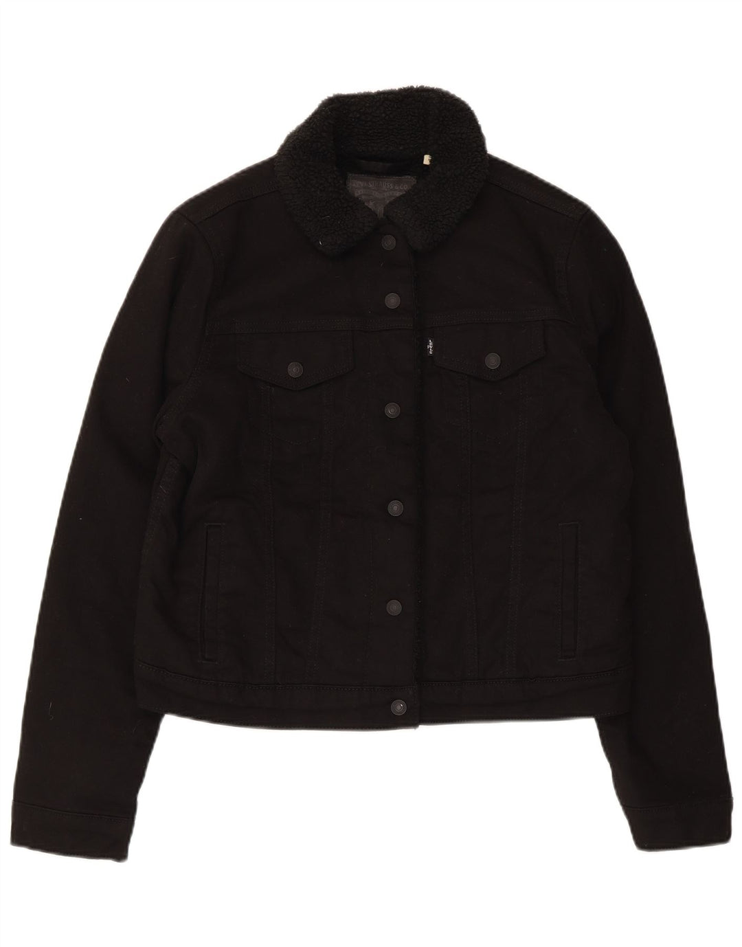 Levi's Damen-Denim-Sherpa-Jacke, UK 16, große schwarze Baumwolle
