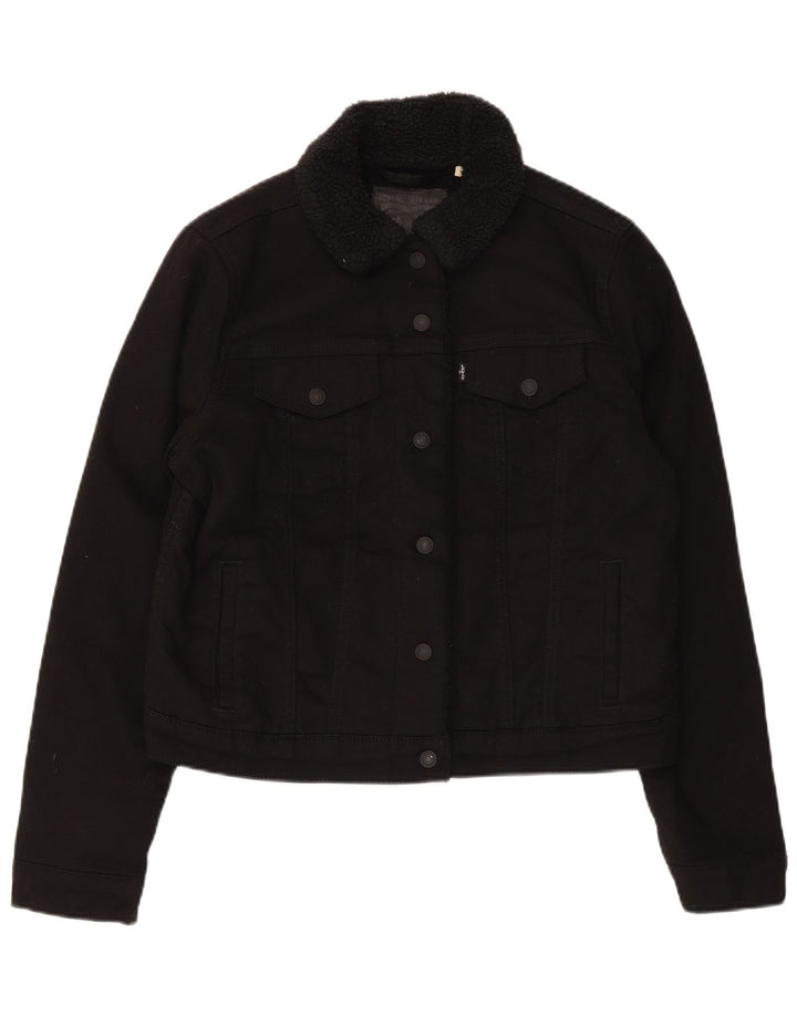 Levi's Damen-Denim-Sherpa-Jacke, UK 16, große schwarze Baumwolle