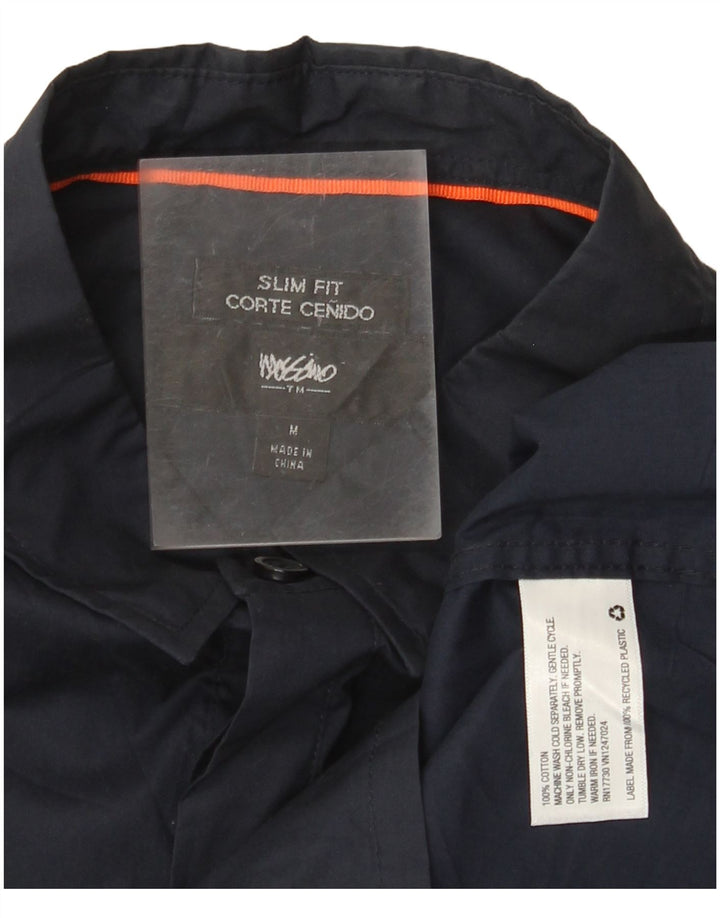 Mossimo Herren Kurzarm-Pullover-Hemd aus mittelblauer Baumwolle