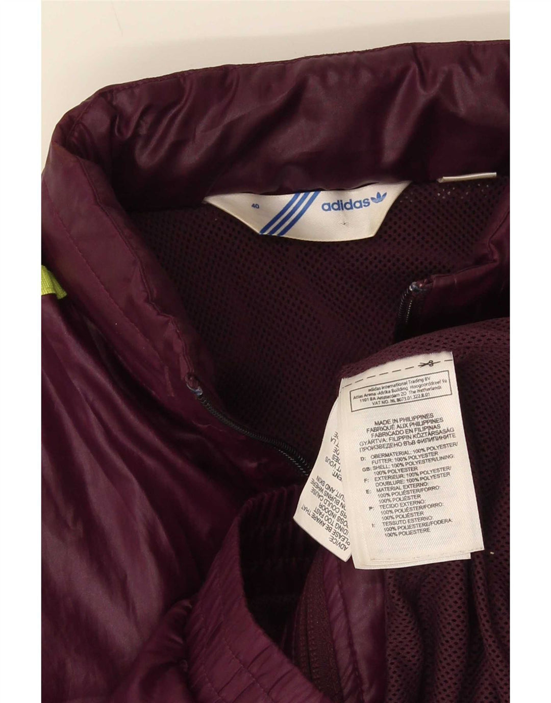 Adidas Damen-Trainingsanzug mit Kapuze, Top-Jacke, EU 40, mittleres kastanienbraunes Polyester