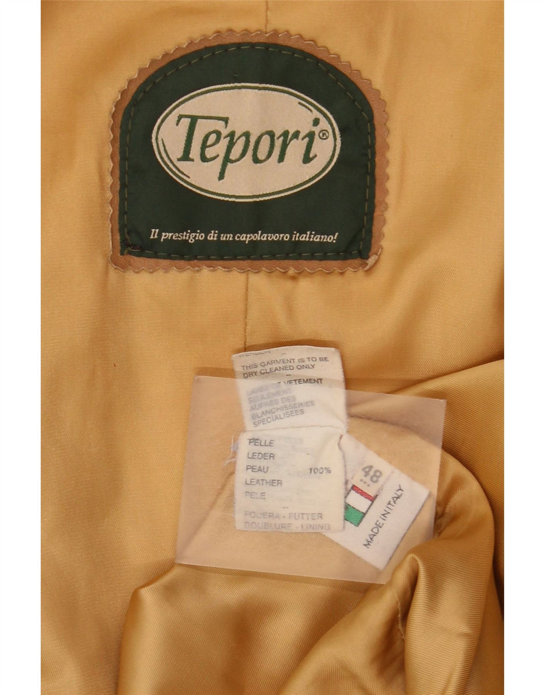 Vintage Damen Lederjacke IT 48 XL Beige Leder