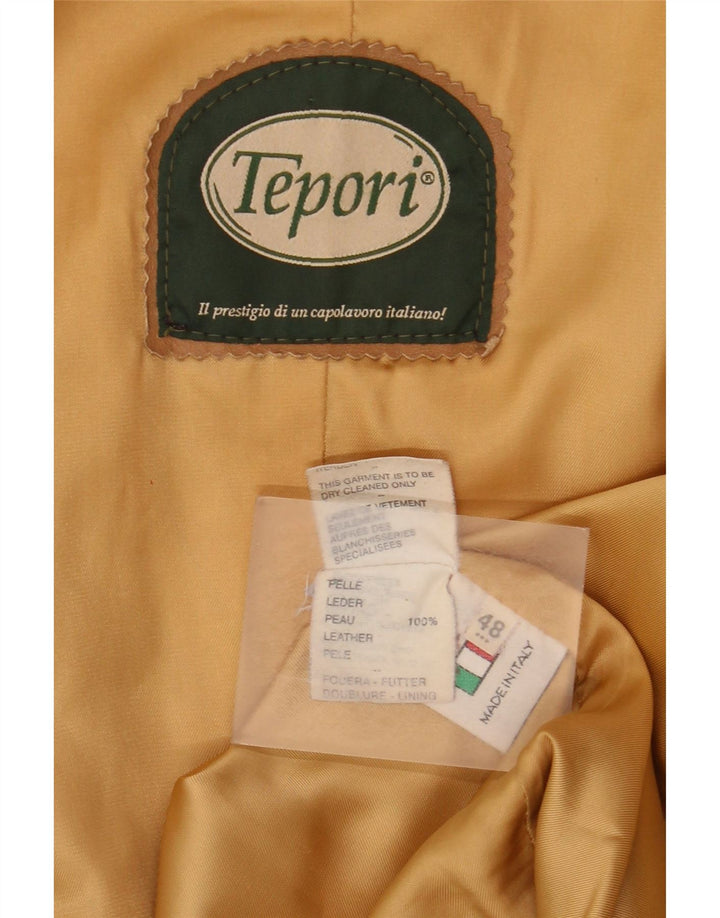 Vintage Damen Lederjacke IT 48 XL Beige Leder