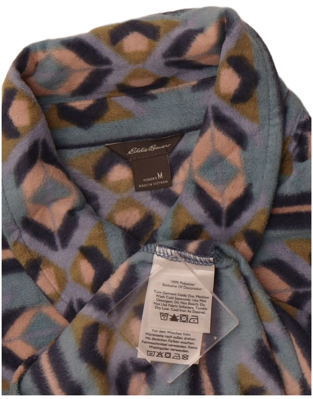 EDDIE BAUER Damen Fleeceshirt UK 12 Mittelblau Fair Isle Polyester