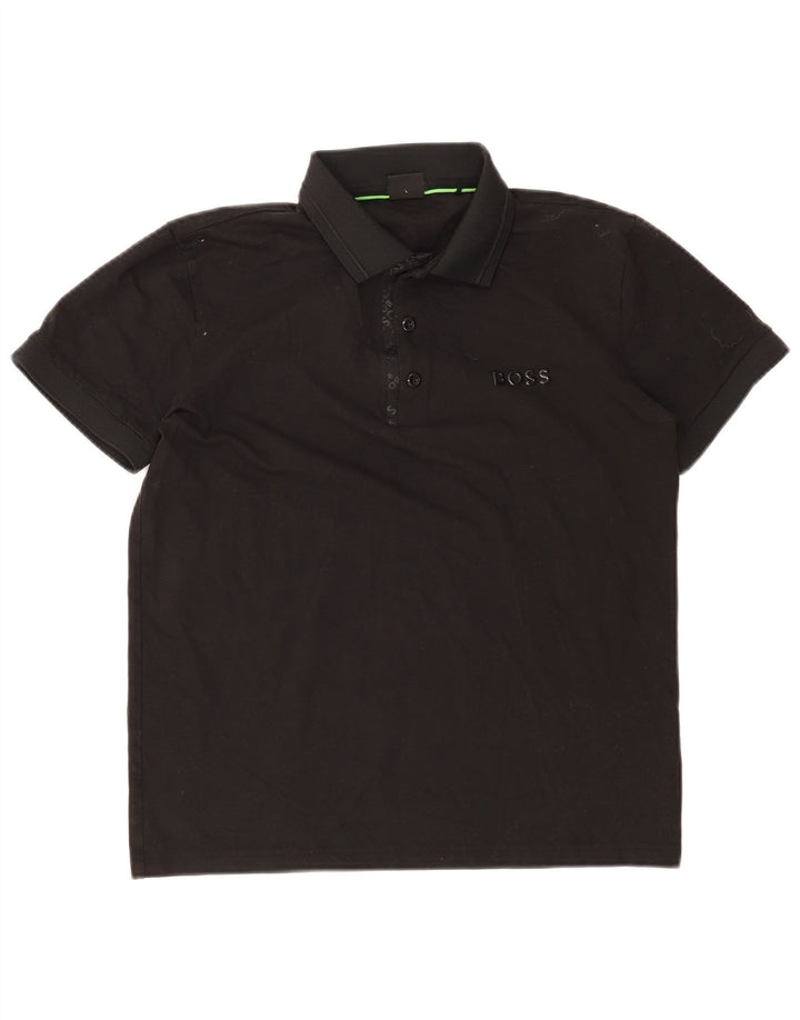 Hugo Boss Herren-Stretch-Poloshirt, große schwarze Baumwolle