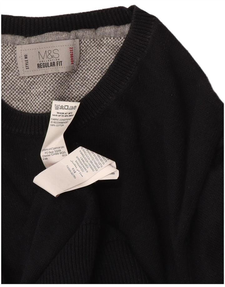 Marks & Spencer Herren-Pullover mit Rundhalsausschnitt, reguläre Passform, mittelschwarz