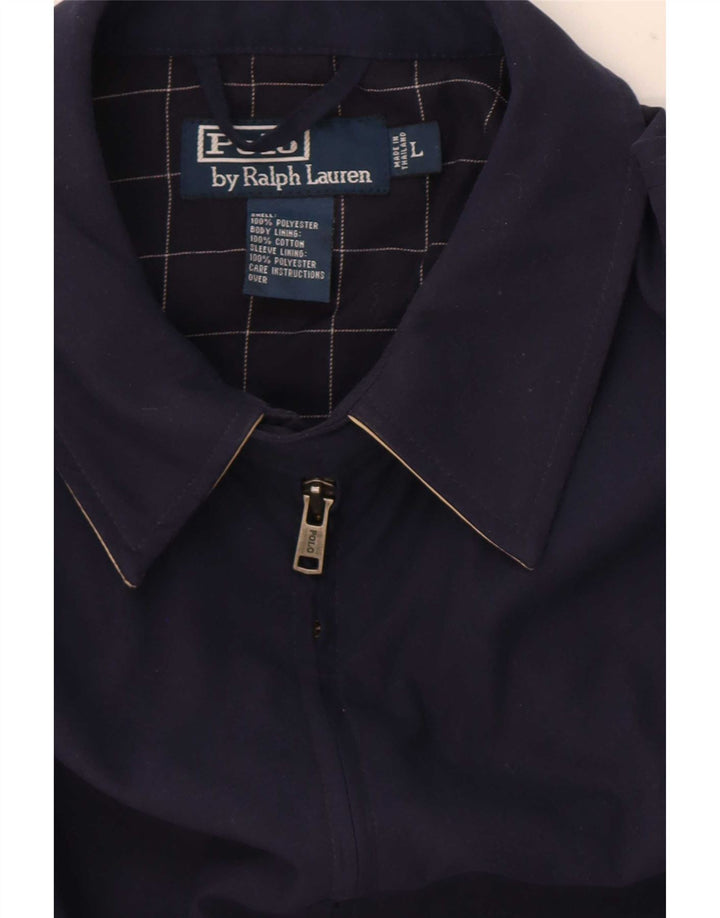 Polo Ralph Lauren Herren Bomberjacke UK 40 Large Marineblau Polyester