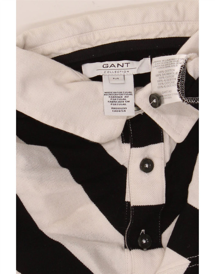 Gant Herren-Poloshirt aus mittelweiß gestreifter Baumwolle