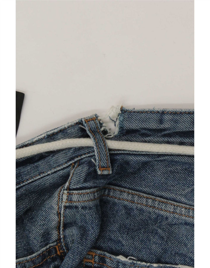 Zara Herren Distressed Denim Shorts EU 38 Small W30 Blaue Baumwolle