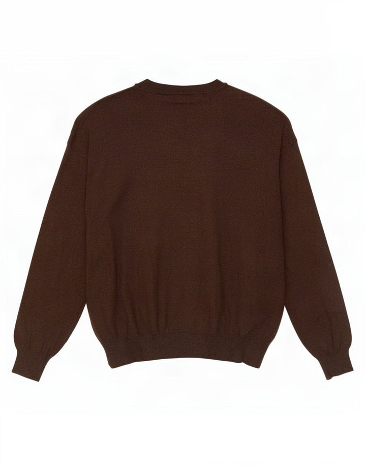 Massimo Dutti Herren-Pullover mit V-Ausschnitt, XL, braun, Argyle/Diamant-Baumwolle