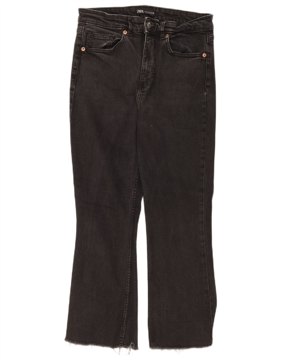 Zara Damen Crop Bootcut Jeans EU 42 Large W32 L24 Schwarz