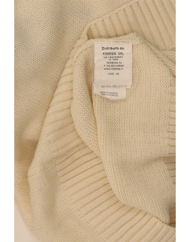 Vintage Herren Pullover mit Rundhalsausschnitt, Mittelweiß, Fair-Isle-Acryl