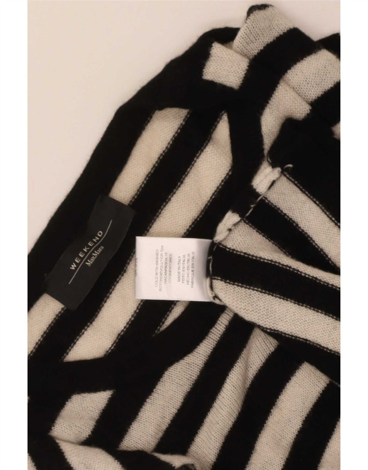 Max Mara Damen-Wochenende-Pullover mit U-Boot-Ausschnitt, Gr. 14, mittelschwarz gestreift