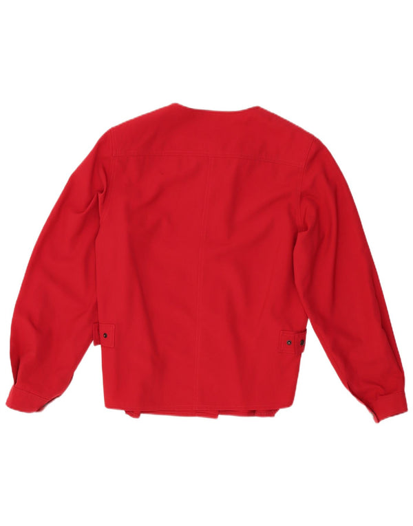 VINTAGE Damen Hemdbluse IT 42 Mittelrote Schurwolle