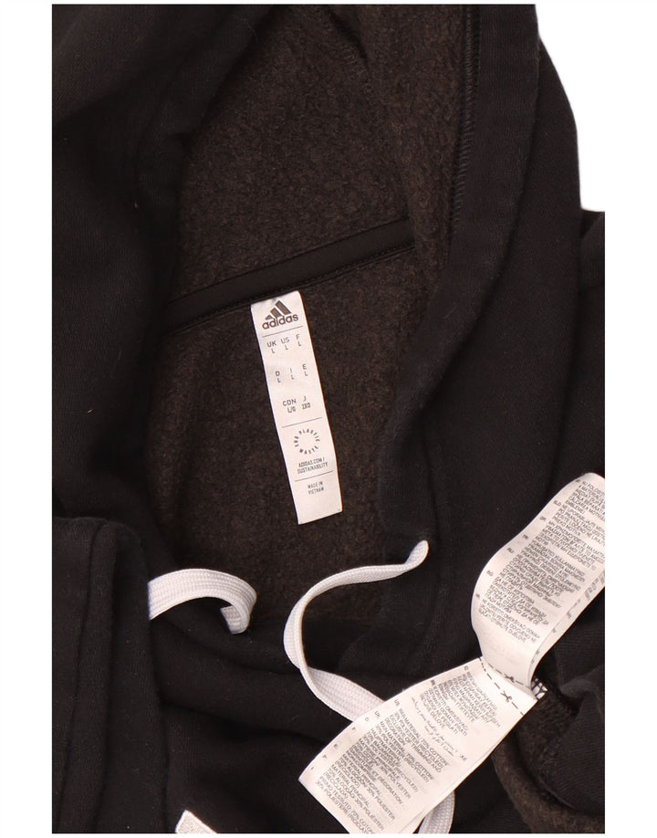 Adidas Herren Kapuzenpullover, groß, aus schwarzer Baumwolle