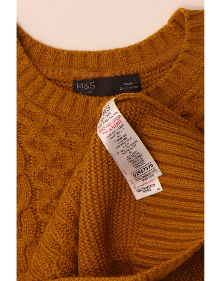 Marks & Spencer Herren-Pullover mit Rundhalsausschnitt, groß, Acryl, Gelb