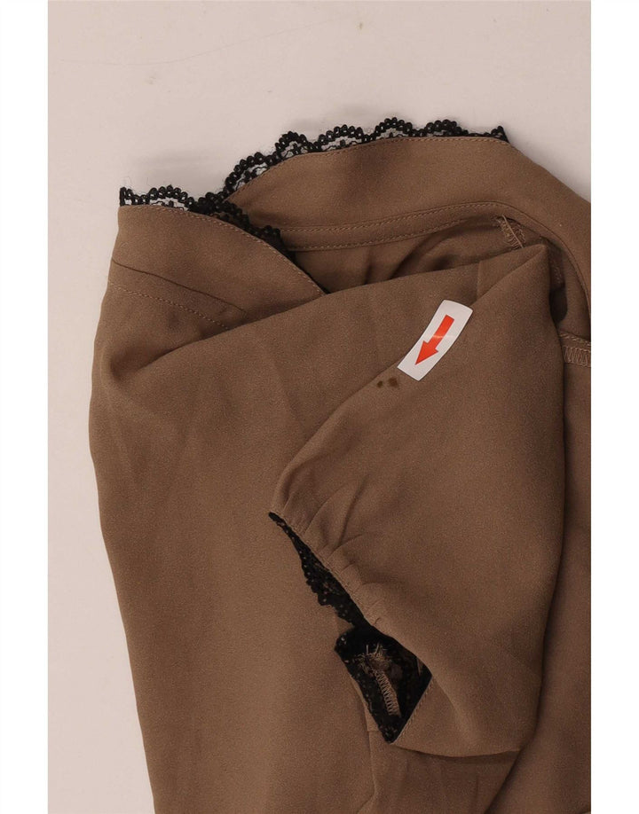 Benetton Damen-Blusenoberteil UK 10 Small Beige Polyester