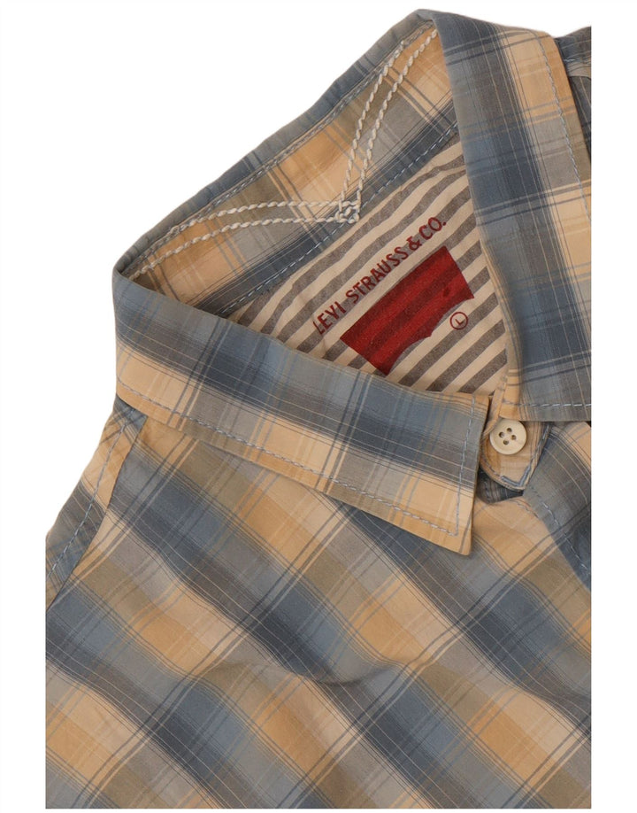 Levi's Herren-Kurzarmhemd, groß, blau kariert