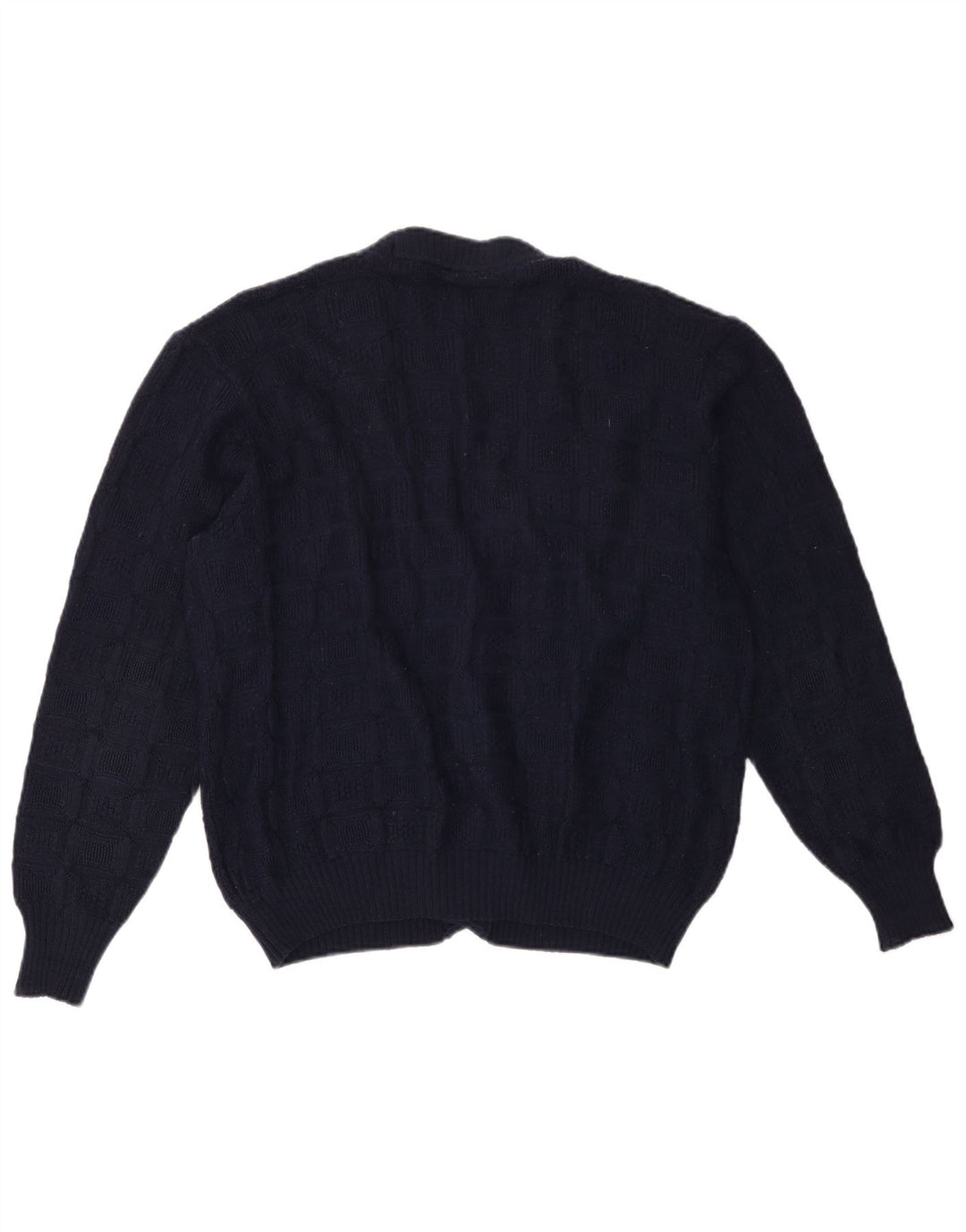 Vintage Herren Cardigan Pullover Medium Marineblaue Wolle