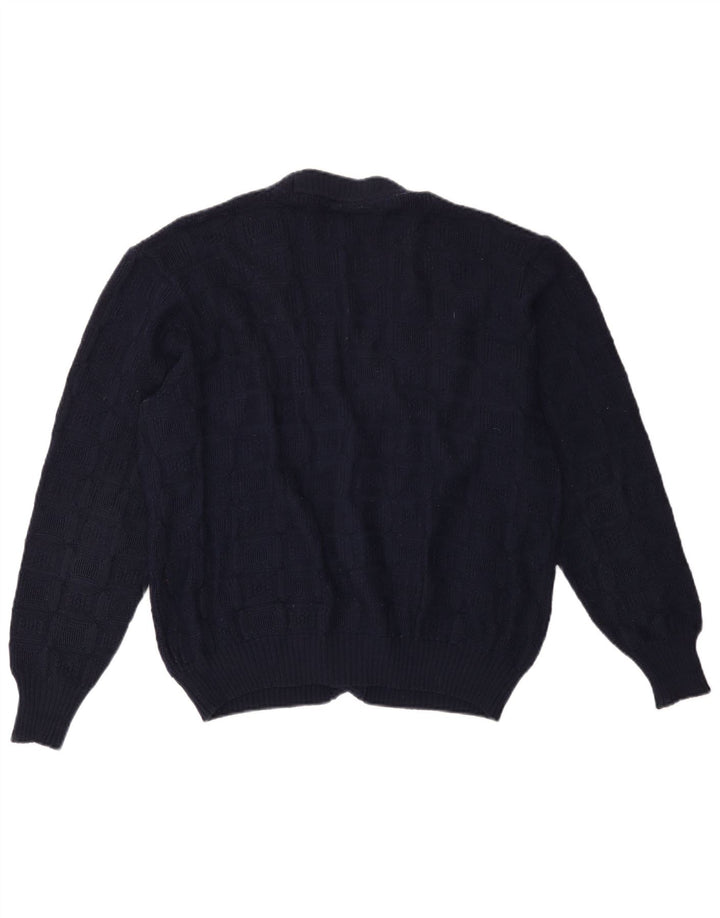Vintage Herren Cardigan Pullover Medium Marineblaue Wolle