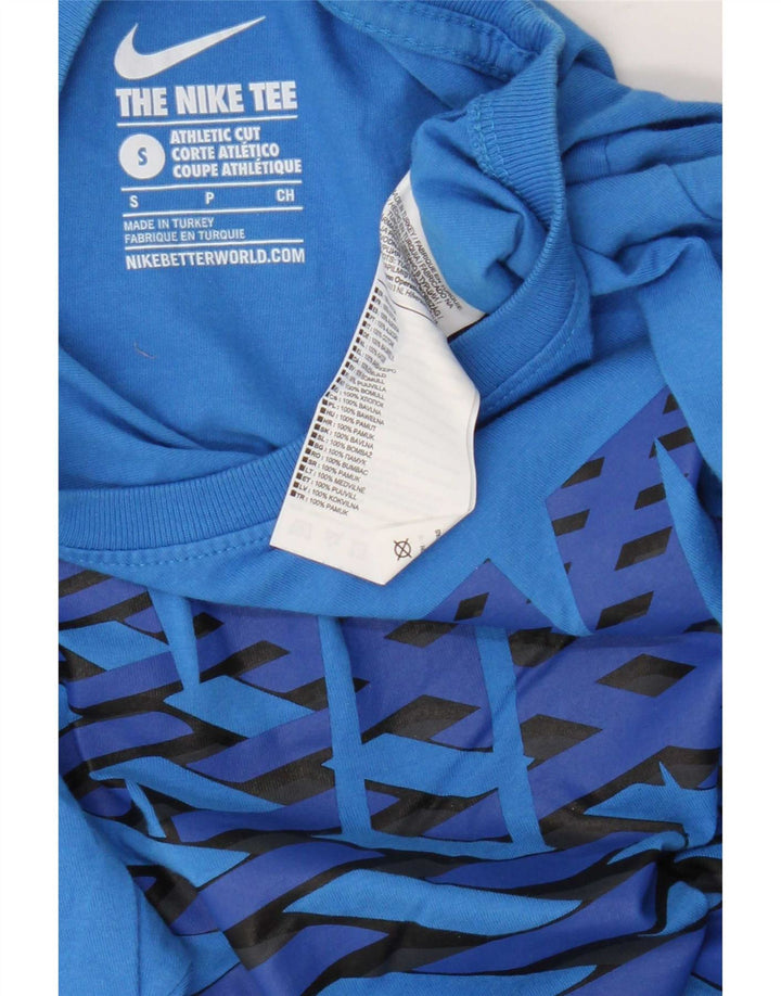 Nike Herren-T-Shirt mit sportlichem Schnitt und Grafik, Größe S, aus blauer Baumwolle